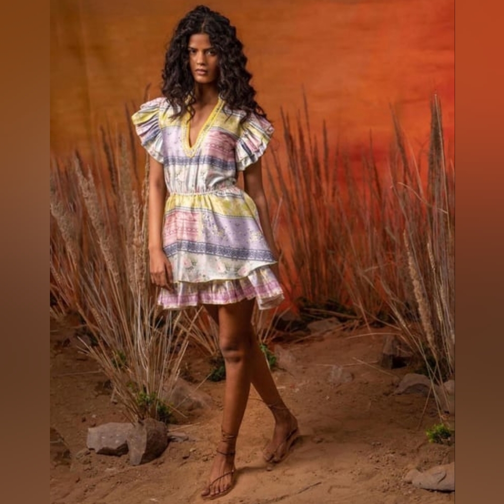 Multicolor Ruffled Mini Dress NWT Sz XS
